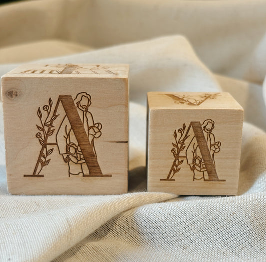 Set of 13, Wooden Biblical ABC Blocks & Scripture Flashcards