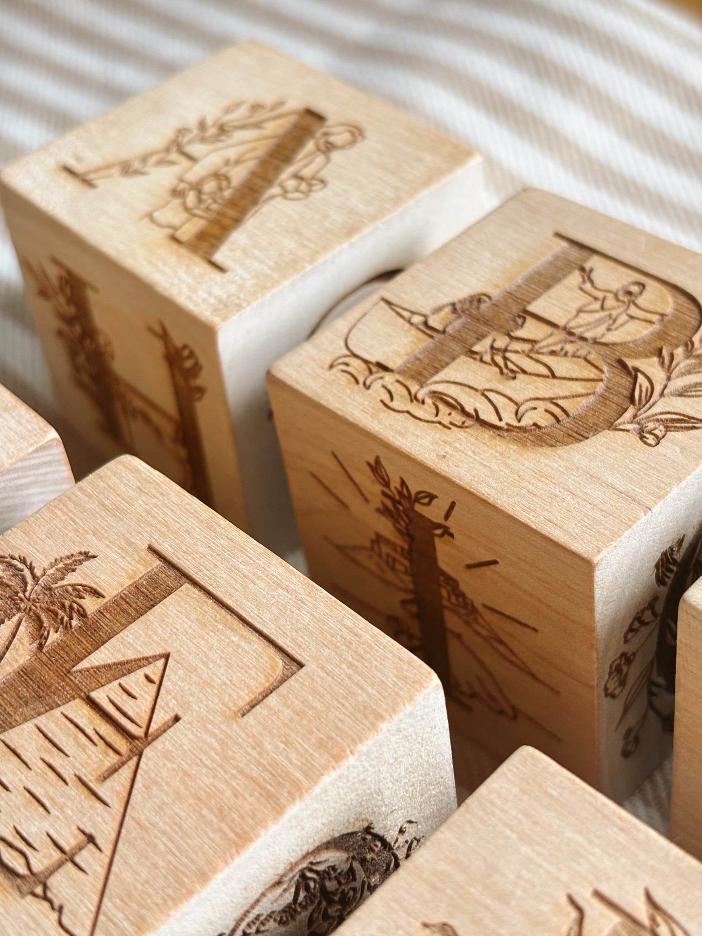 Set of 26, Wooden Biblical ABC Blocks & Scripture Flashcards