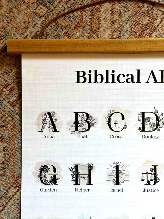 Biblical Alphabet Linen Hanging Poster