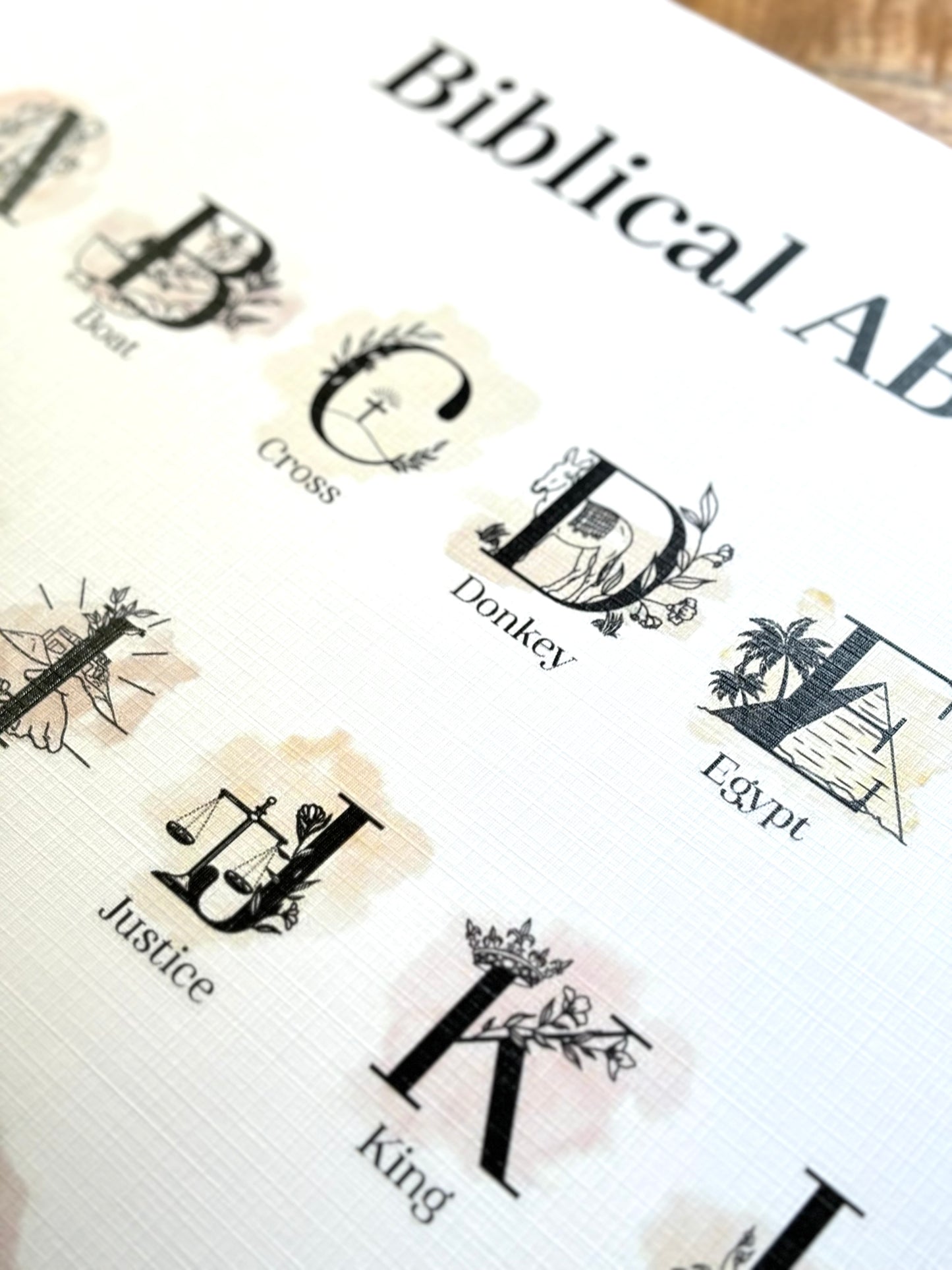 Biblical Alphabet Linen Hanging Poster