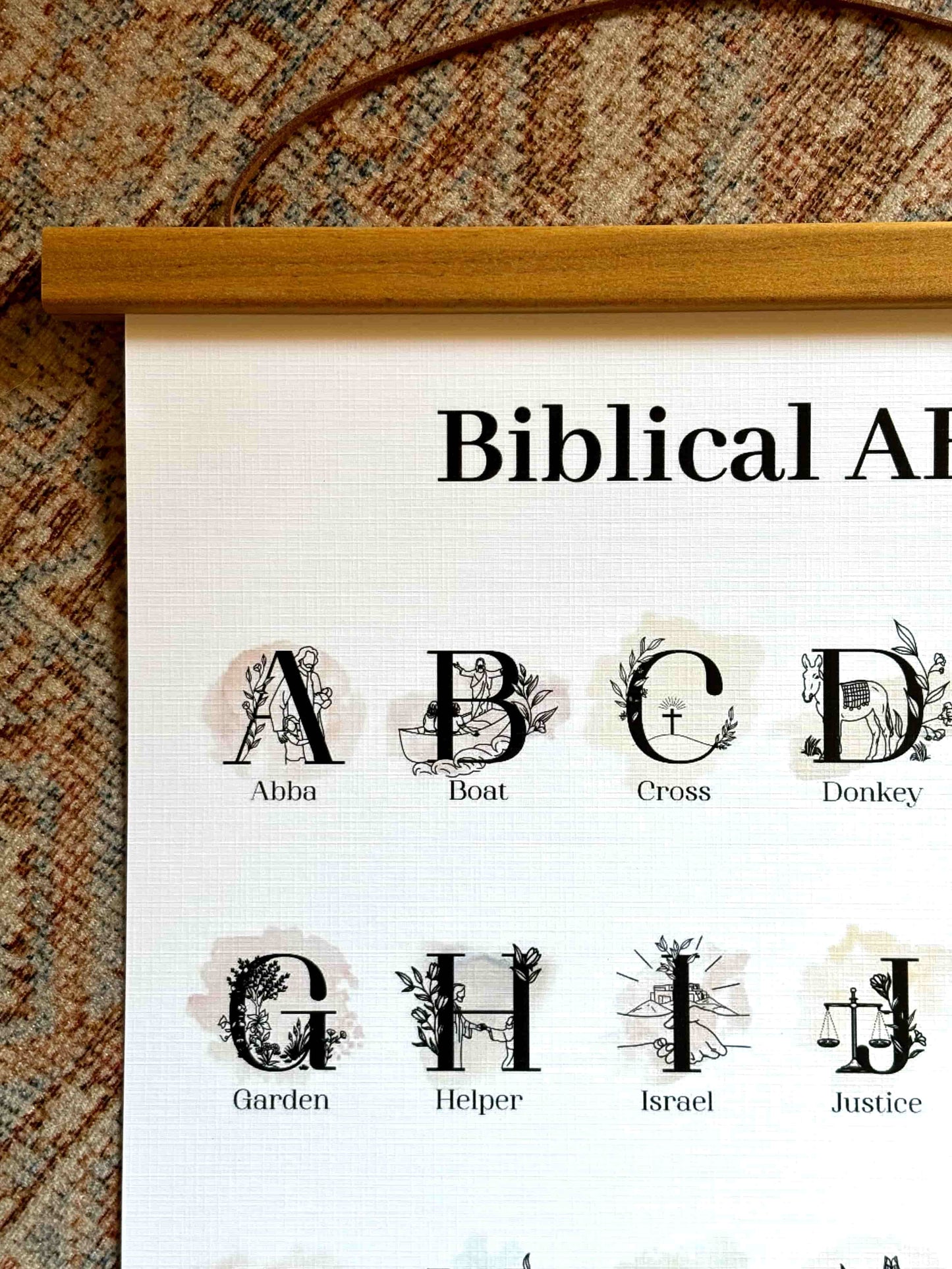 Biblical Alphabet Linen Hanging Poster