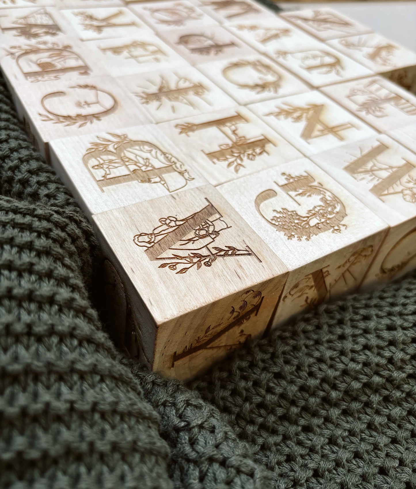 Set of 26, Wooden Biblical ABC Blocks  & Scripture Flashcards